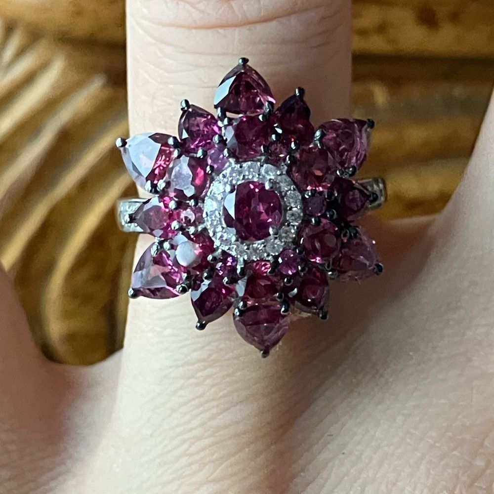 Tanzanian Wine Garnet Sterling Silver Cocktail Ring Size 6